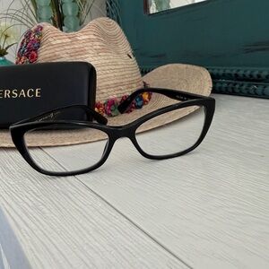 Versace Black Glasses with Gold Accents and case!